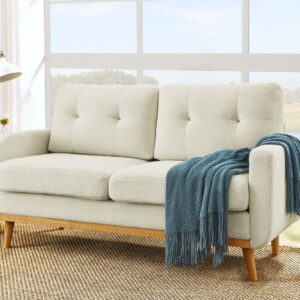 67.7" Wide Mid-Century Modern Upholstered Tufted Loveseat Sofa With Wooden Legs