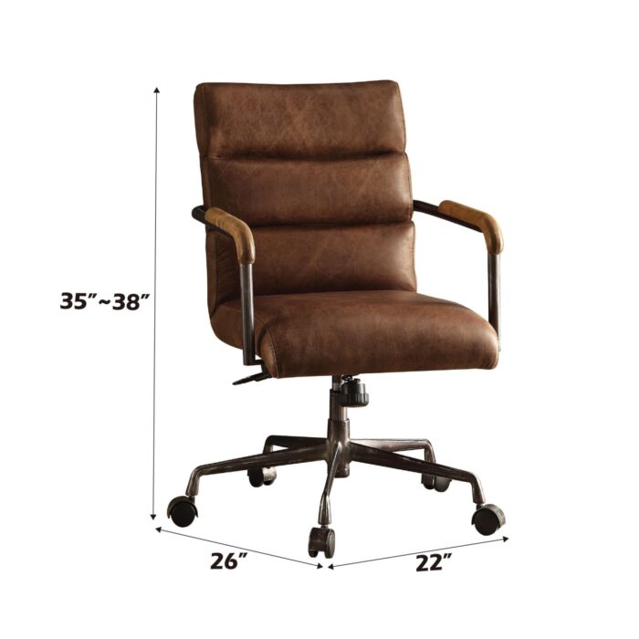 Harith Retro Brown Top Grain Leather Office Chair