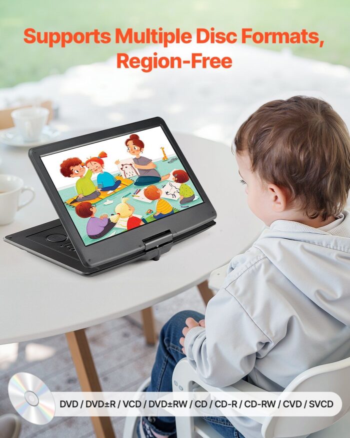 Portable DVD Player 15.6 inch HD Swivel Display Screen 4.5-5 H Built-in Battery - Image 5