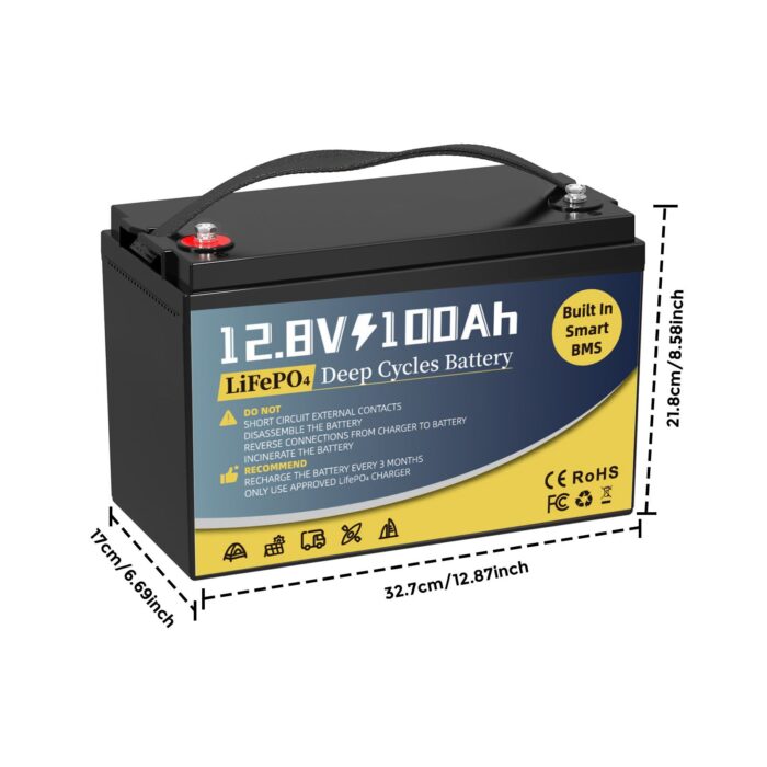 In stock 12V 100AH lithium battery 12V100AH RV lithium battery outdoor lithium battery LiFePO4 energy storage battery - Image 2