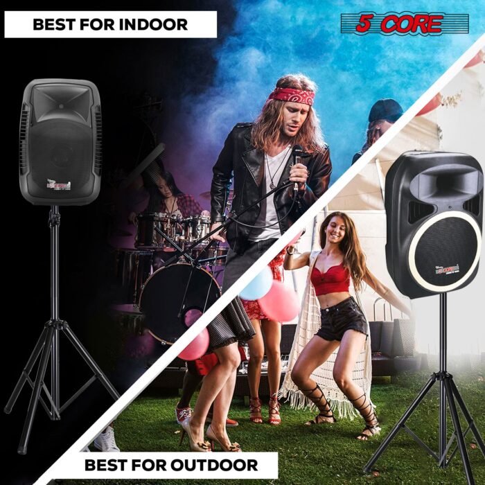 5 Core Speaker Stand Tripod Pair Floor Heavy Duty Adjustable Up to 72 Inch DJ Studio Monitor Stands Pole Mount - SS HD 2PK BLK BAG - Image 10