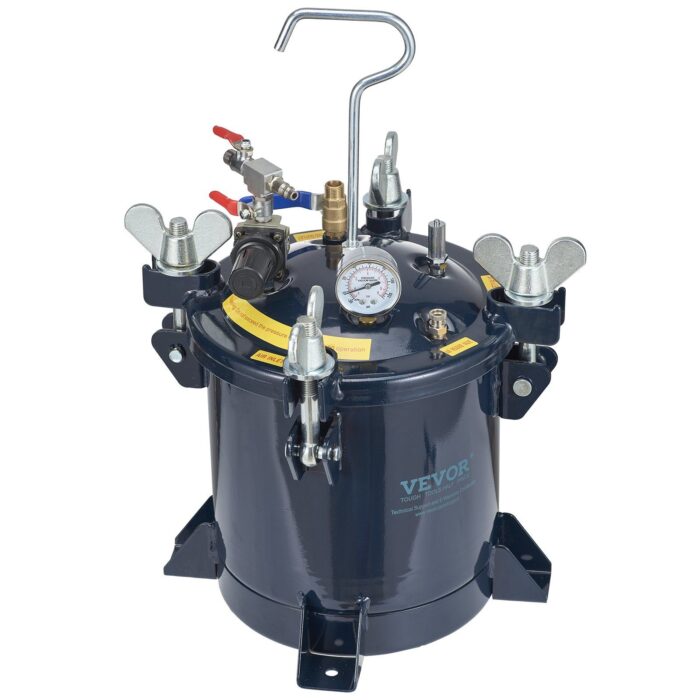 VEVOR 10L/2.5gal Spray Paint Pressure Pot Tank, 70PSI Max Air Paint Pressure Pot, Metal Rack and Leak Repair Sealant for Industry Home Decor Architecture Construction Automotive Painting