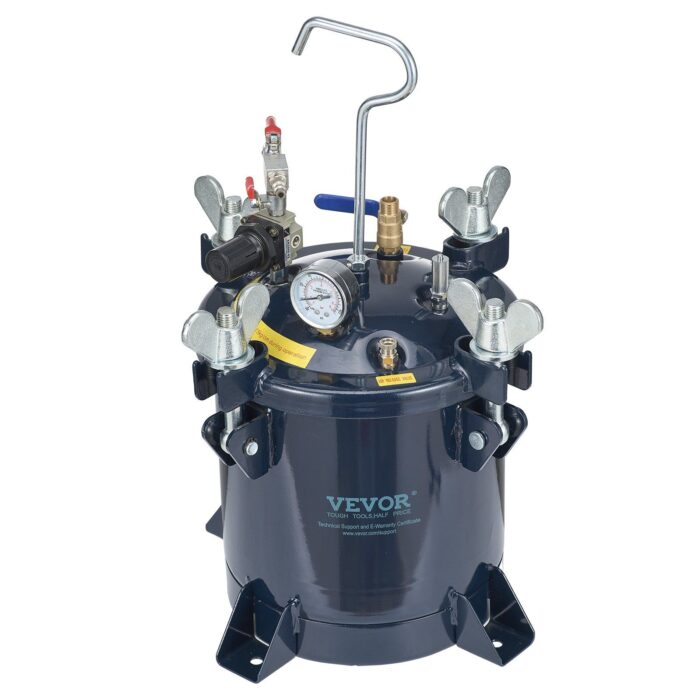 VEVOR 10L/2.5gal Spray Paint Pressure Pot Tank, 70PSI Max Air Paint Pressure Pot, Metal Rack and Leak Repair Sealant for Industry Home Decor Architecture Construction Automotive Painting - Image 9