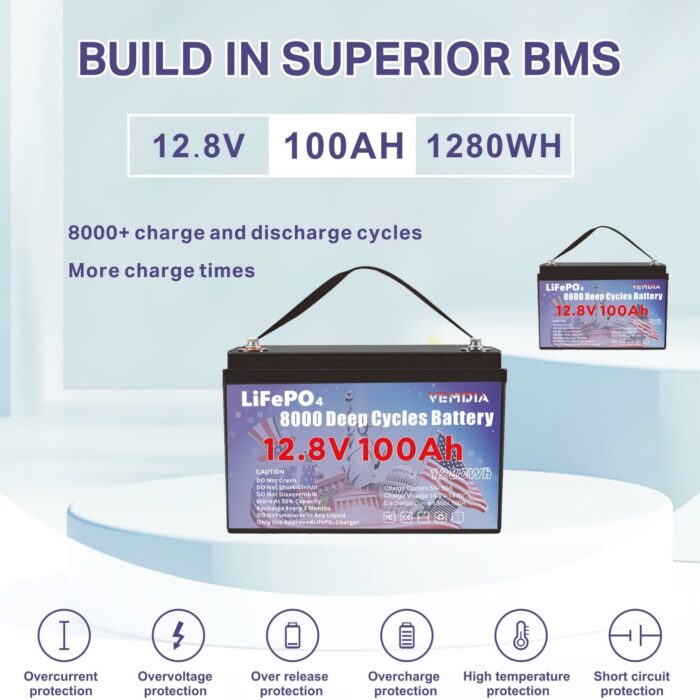 12V 100 AH,  Marine Rechargeable Battery, High Self-Discharge Rate 800A Current, for Solar Marine Off-Grid Applications  Backup Battery System - Image 3